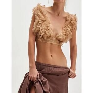 Free People One Sosha Party Sequin Halter Top Gold Size XS New $98